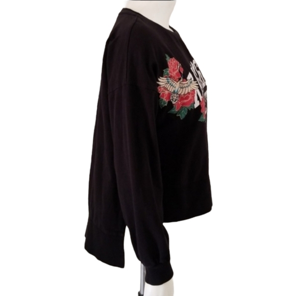 ZARA 2017 Kanagawa City JAPAN Black Oversized Sweatshirt S Small Top Hi Low - Picture 6 of 12